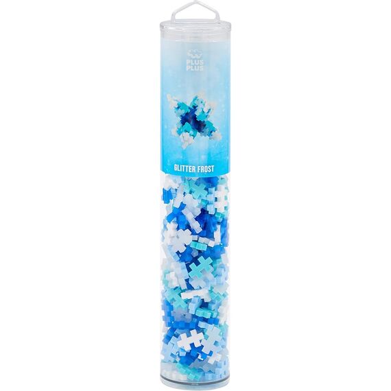 Plus-Plus 4305 Geniales Konstruktionsspielzeug, Glitzer Frost, Kreativ-Bausteine Tube, 240 Teile