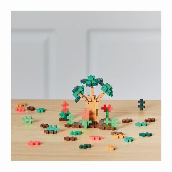 Plus-Plus Geniales Konstruktionsspielzeug, Dschungel, Kreativ-Bausteine Tube, 100 Teile, Mehrfarbig, Mini 300.4266, Dschungeldesign