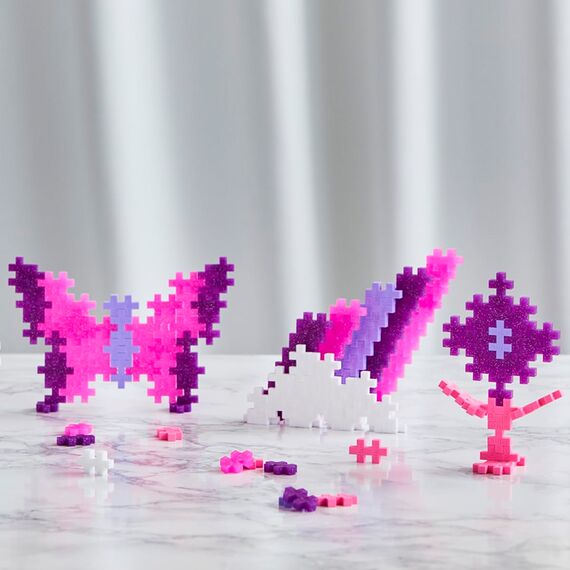 Plus-Plus Geniales Konstruktionsspielzeug, Tube Glitzer, Bausteine-Set, 240 Teile, Lila, Rosa
