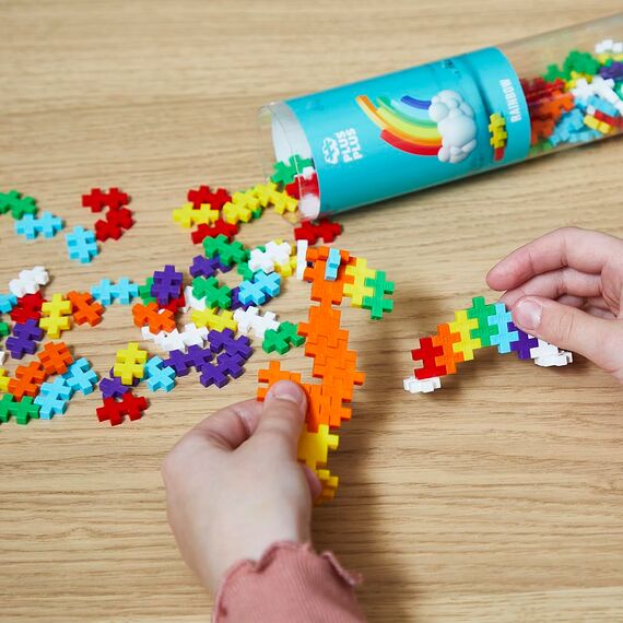 Plus-Plus 9604262 Geniales Konstruktionsspielzeug, Regenbogen, Kreativ-Bausteine Tube, 240 Teile
