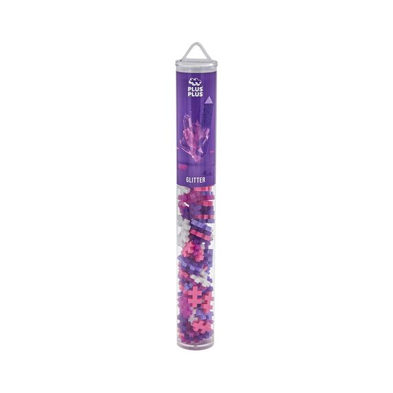 Plus-Plus 9604244 Kreativ-Bausteine Tube, Glitzer, Geniales Konstruktionsspielzeug, 100 Teile