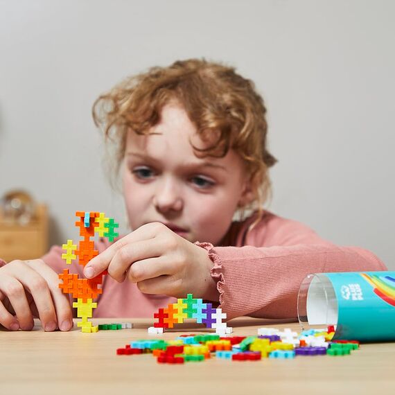 Plus-Plus 9604262 Geniales Konstruktionsspielzeug, Regenbogen, Kreativ-Bausteine Tube, 240 Teile