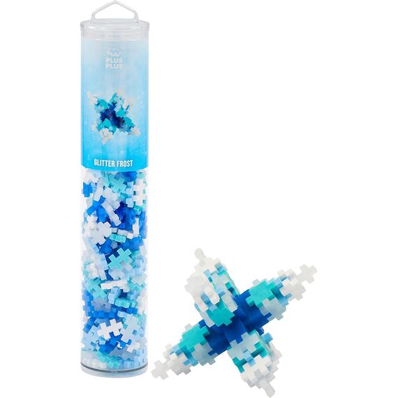Plus-Plus 4305 Geniales Konstruktionsspielzeug, Glitzer Frost, Kreativ-Bausteine Tube, 240 Teile