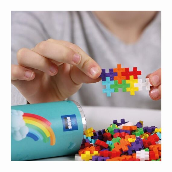 Plus-Plus 9604262 Geniales Konstruktionsspielzeug, Regenbogen, Kreativ-Bausteine Tube, 240 Teile
