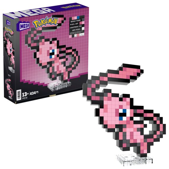 MEGA Pokémon Actionfigur-Bauset, Evoli mit 323 Teilen im Retro-Pixelstil, ideal als Tisch- oder Wanddeko, Spielzeug für Sammler zum Zusammenbauen und Präsentieren, HWR80