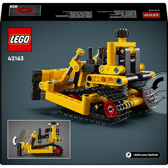 LEGO Technic Schwerlast Bulldozer, Spielzeug-Planierraupe zum Bauen, Ergänze Deine Baustelle, Konstruktionsspielzeug für Kinder, Technik-Geschenk für Jungs und Mädchen ab 7 Jahren 42163