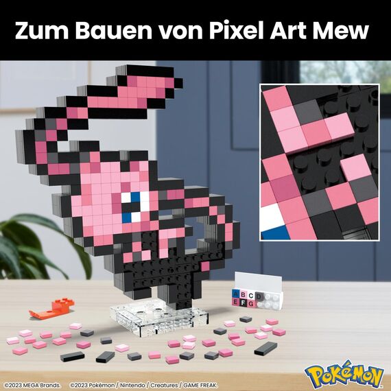MEGA Pokémon Actionfigur-Bauset, Evoli mit 323 Teilen im Retro-Pixelstil, ideal als Tisch- oder Wanddeko, Spielzeug für Sammler zum Zusammenbauen und Präsentieren, HWR80