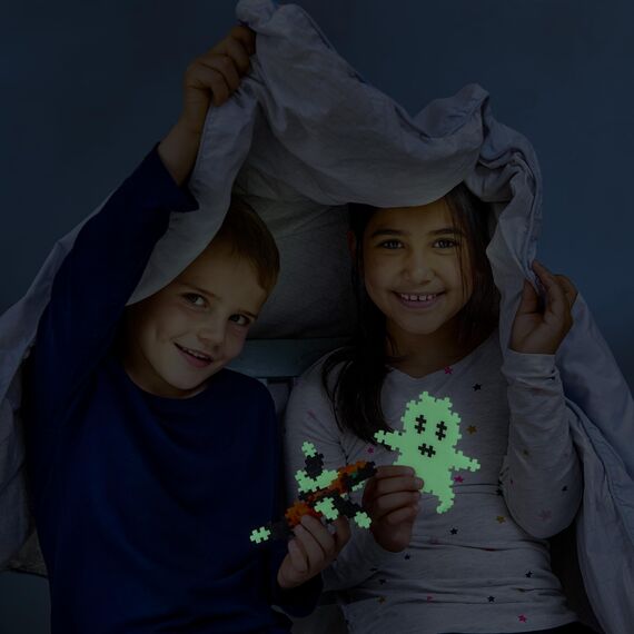 Plus-Plus 9604283, Geniales Konstruktionsspielzeug, Nachtleuchtend, Kreativ-Bausteine Tube, 240 Teile, Glow