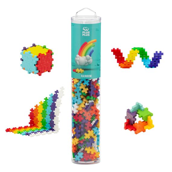 Plus-Plus 9604262 Geniales Konstruktionsspielzeug, Regenbogen, Kreativ-Bausteine Tube, 240 Teile