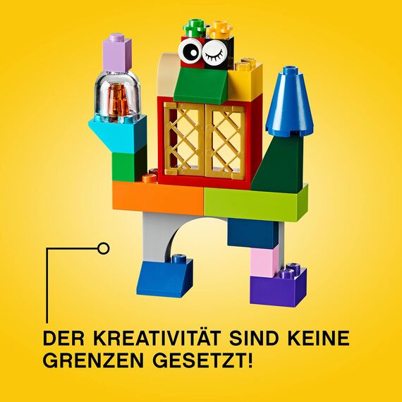 LEGO Classic Große Bausteine-Box, Konstruktionsspielzeug für Mädchen und Jungen mit Aufbewahrungsbox, enthält Bunte Steine, Reifen, Türen, etc. in 33 Farben, Geschenk für Kinder ab 4 Jahren 10698