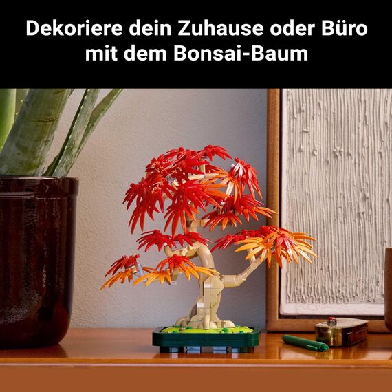 LEGO Botanicals Japanischer Roter Ahorn - Bonsai-Baum - Kunstpflanzen Set mit roten und orangefarbenen Blättern sowie einem baubaren Blumentopf - Kunstblumen DIY Deko Geschenk für Erwachsene - 10348