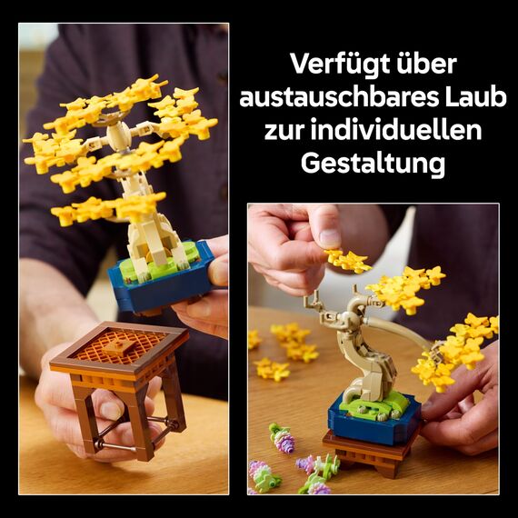 LEGO Botanicals Mini-Bonsais - Bonsai zum Bauen & Ausstellen - Kunstblumen DIY Deko - Ginkgo, Schwarzkiefer & Wisteria Kunstpflanzen - Geschenk für Erwachsene - 10373
