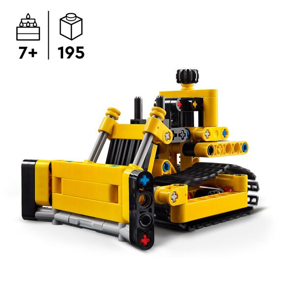 LEGO Technic Schwerlast Bulldozer, Spielzeug-Planierraupe zum Bauen, Ergänze Deine Baustelle, Konstruktionsspielzeug für Kinder, Technik-Geschenk für Jungs und Mädchen ab 7 Jahren 42163