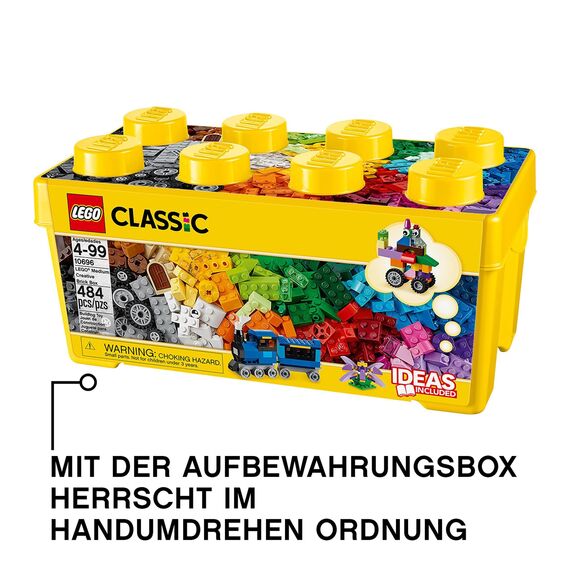LEGO 10696 Classic Mittelgroße Bausteine-Box, Bausteine mit Aufbewahrungsbox für Kinder, Geschenk für Jungen und Mädchen ab 4 Jahren