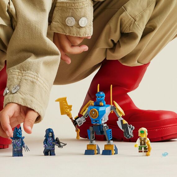 LEGO NINJAGO Jay Battle Mech, Ninja-Spielzeug für Kinder mit Figuren inkl. Jay-Minifigur mit Mini-Katana, Actionfiguren & Mechs, kleines Geschenk für kreative Jungs und Mädchen ab 6 Jahren 71805