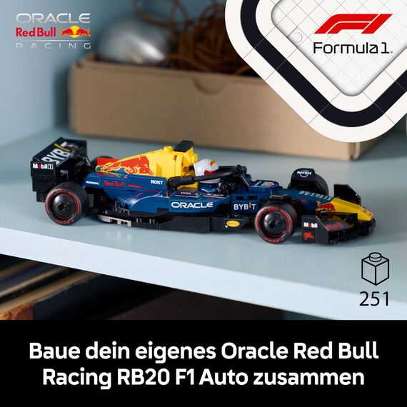 LEGO Speed Champions Oracle Red Bull Racing RB20 F1 Rennauto - Modell für Erwachsene mit Formel 1 Minifigur zum Sammeln - Ausstellungsstück und Geschenk für Fans von Motorsport & Rennwagen 77243