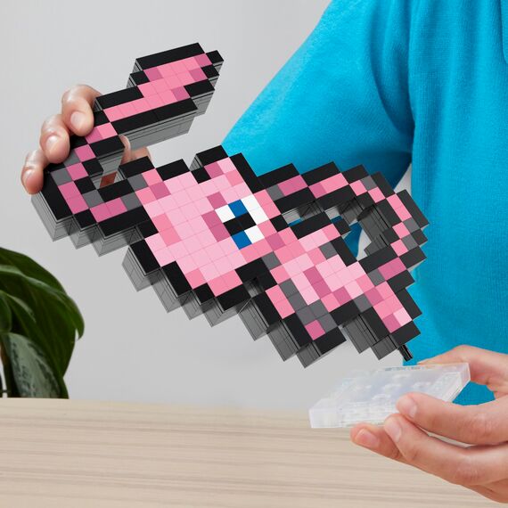 MEGA Pokémon Actionfigur-Bauset, Evoli mit 323 Teilen im Retro-Pixelstil, ideal als Tisch- oder Wanddeko, Spielzeug für Sammler zum Zusammenbauen und Präsentieren, HWR80