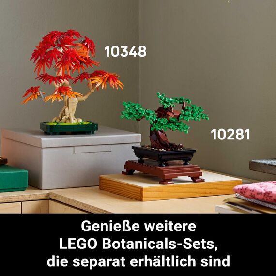 LEGO Botanicals Japanischer Roter Ahorn - Bonsai-Baum - Kunstpflanzen Set mit roten und orangefarbenen Blättern sowie einem baubaren Blumentopf - Kunstblumen DIY Deko Geschenk für Erwachsene - 10348