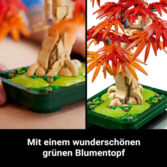 LEGO Botanicals Japanischer Roter Ahorn - Bonsai-Baum - Kunstpflanzen Set mit roten und orangefarbenen Blättern sowie einem baubaren Blumentopf - Kunstblumen DIY Deko Geschenk für Erwachsene - 10348