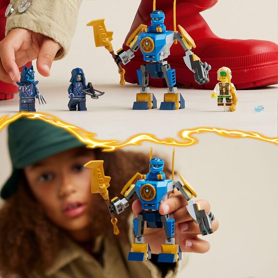 LEGO NINJAGO Jay Battle Mech, Ninja-Spielzeug für Kinder mit Figuren inkl. Jay-Minifigur mit Mini-Katana, Actionfiguren & Mechs, kleines Geschenk für kreative Jungs und Mädchen ab 6 Jahren 71805
