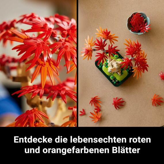 LEGO Botanicals Japanischer Roter Ahorn - Bonsai-Baum - Kunstpflanzen Set mit roten und orangefarbenen Blättern sowie einem baubaren Blumentopf - Kunstblumen DIY Deko Geschenk für Erwachsene - 10348