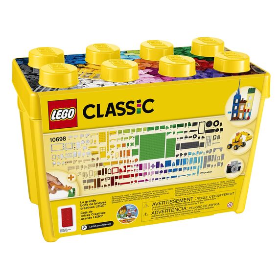 LEGO Classic Große Bausteine-Box, Konstruktionsspielzeug für Mädchen und Jungen mit Aufbewahrungsbox, enthält Bunte Steine, Reifen, Türen, etc. in 33 Farben, Geschenk für Kinder ab 4 Jahren 10698
