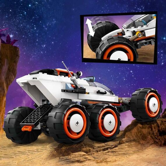 LEGO City Weltraum-Rover mit Außerirdischen, Auto-Set mit Roboter- und Alien-Spielzeug-Figuren, Geburtstagsgeschenk für Jungs und Mädchen ab 6 Jahren, mit 2 Minifiguren und einer Planetenkulisse 60431