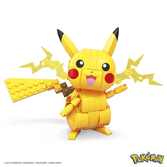 Mega Pokémon Figuren, Medium Pikachu Figur zum Zusammenbauen, Höhe: 10cm, beweglich, kompatibel mit allen Bausets von Mega Construx, Pokémon Spielzeug, Spielzeug ab 7 Jahre, GMD31