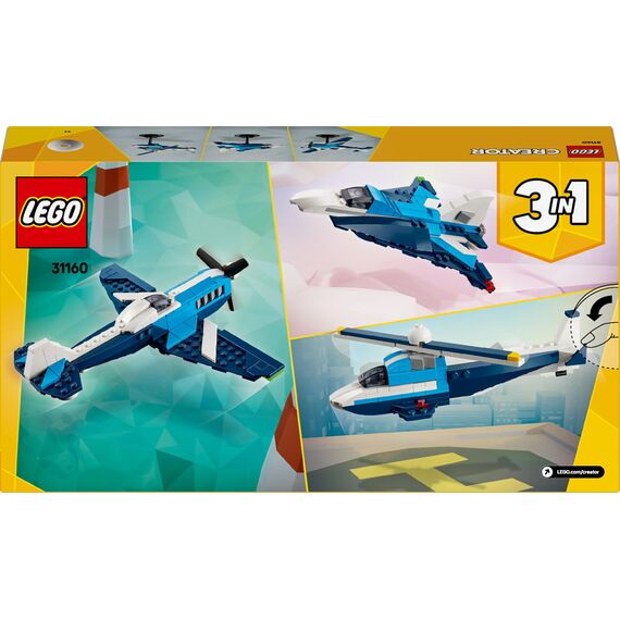 LEGO Creator 3in1 Flieger: Rennflugzeug Spielzeug - Umbaubar in Jet oder Hubschrauber Modell - Fahrzeug Bauset für Jungen und Mädchen ab 7 Jahren - Geschenkidee zum Geburtstag 31160
