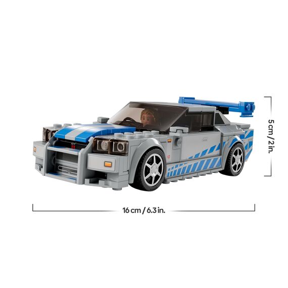 LEGO Speed Champions 2 Fast 2 Furious Nissan Skyline GT-R (R34) Rennwagen Spielzeug zum Bauen, 2023 Modell Auto-Bausatz mit Brian O'Conner Figur 76917