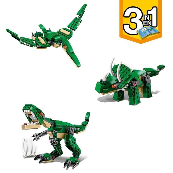 LEGO 31058 Creator Dinosaurier Spielzeug, Kinder & 31125 Creator 3-in-1 Wald-Fabelwesen: Hase - Eule - Eichhörnchen, Set mit Tierfiguren zum Bauen, Spielzeug ab 7 Jahre