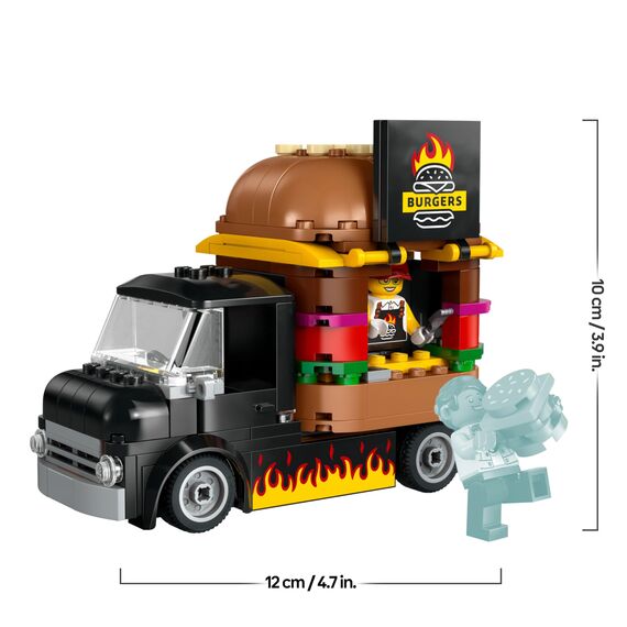 LEGO City Burger Van, Food Truck Toy for 5 Plus Year Old Boys & Girls, Vehicle Building Toys, Kitchen Playset with Vendor Minifigure and Accessories, Imaginative Play Gifts for Kids 60404