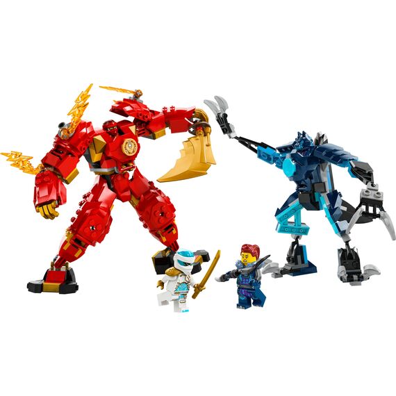 LEGO NINJAGO Kais Feuermech, Actionfiguren-Spielzeug für Kinder mit roter Mech-Figur zum Umgestalten, Ninja-Set mit 4 Figuren inkl. Kai und Zane, Geschenk für 7-jährige Jungs und Mädchen 71808