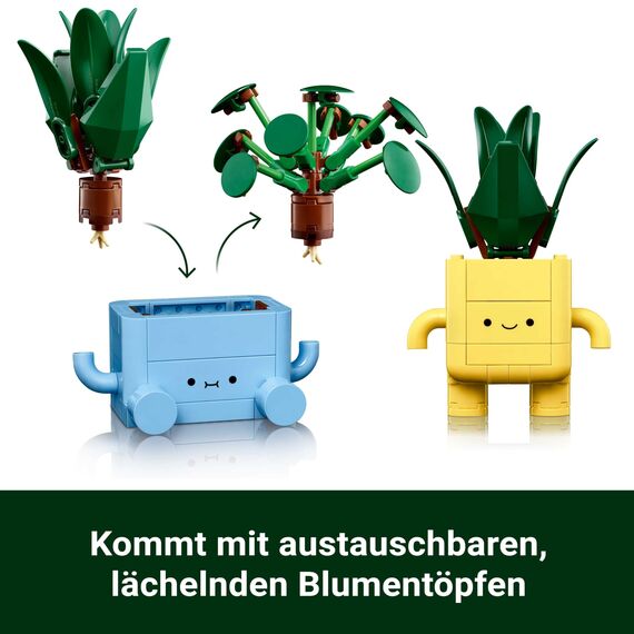 LEGO Botanicals Fröhliche Pflanzen - Spielzeug für Kinder mit 2 Kunstpflanzen, 2 bunten Blumentöpfen & austauschbaren Cartoon-Gesichtern - Geschenkidee für Mädchen ab 9 Jahren - 10349