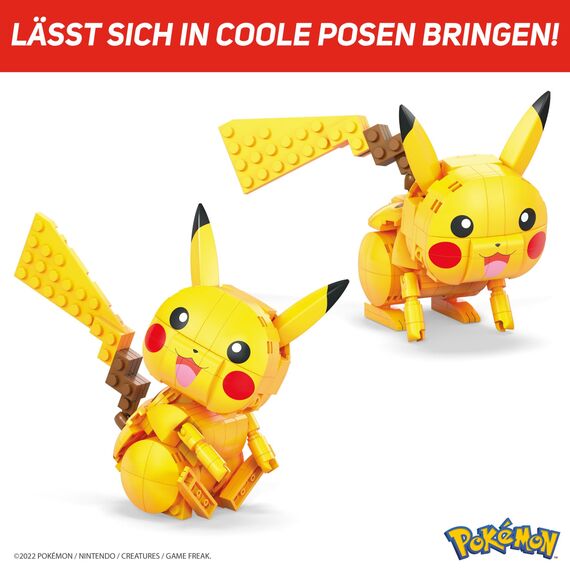 Mega Pokémon Figuren, Medium Pikachu Figur zum Zusammenbauen, Höhe: 10cm, beweglich, kompatibel mit allen Bausets von Mega Construx, Pokémon Spielzeug, Spielzeug ab 7 Jahre, GMD31