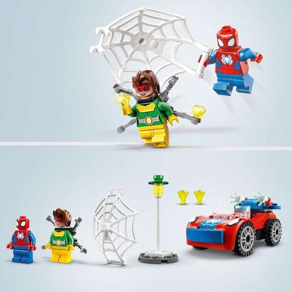 LEGO 10789 Marvel Spider-Mans Auto und Doc Ock Set, Spidey und Seine Super-Freunde, baubares Spielzeug für Jungen und Mädchen ab 4 Jahren, mit im Dunkeln leuchtenden Teilen