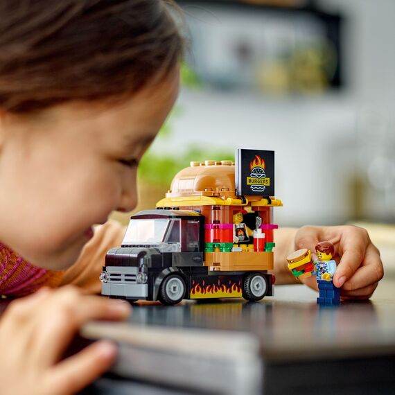 LEGO City Burger Van, Food Truck Toy for 5 Plus Year Old Boys & Girls, Vehicle Building Toys, Kitchen Playset with Vendor Minifigure and Accessories, Imaginative Play Gifts for Kids 60404