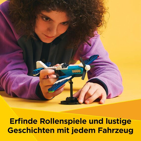 LEGO Creator 3in1 Flieger: Rennflugzeug Spielzeug - Umbaubar in Jet oder Hubschrauber Modell - Fahrzeug Bauset für Jungen und Mädchen ab 7 Jahren - Geschenkidee zum Geburtstag 31160