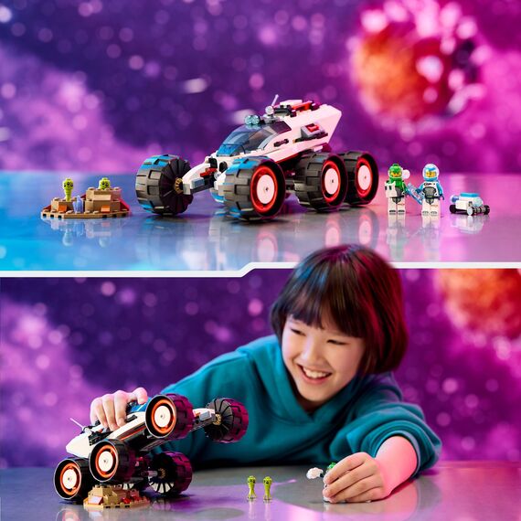 LEGO City Weltraum-Rover mit Außerirdischen, Auto-Set mit Roboter- und Alien-Spielzeug-Figuren, Geburtstagsgeschenk für Jungs und Mädchen ab 6 Jahren, mit 2 Minifiguren und einer Planetenkulisse 60431