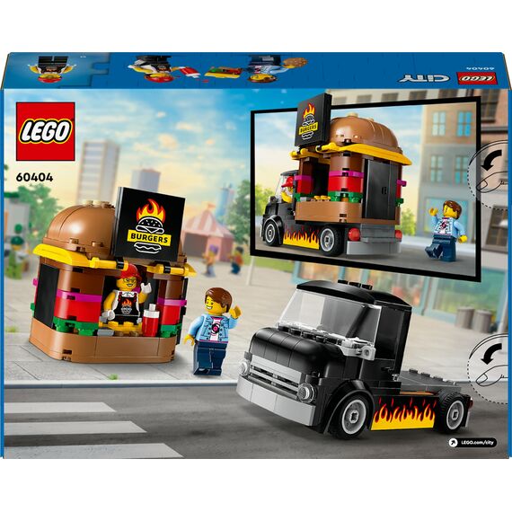 LEGO City Burger Van, Food Truck Toy for 5 Plus Year Old Boys & Girls, Vehicle Building Toys, Kitchen Playset with Vendor Minifigure and Accessories, Imaginative Play Gifts for Kids 60404