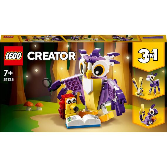 LEGO 31058 Creator Dinosaurier Spielzeug, Kinder & 31125 Creator 3-in-1 Wald-Fabelwesen: Hase - Eule - Eichhörnchen, Set mit Tierfiguren zum Bauen, Spielzeug ab 7 Jahre