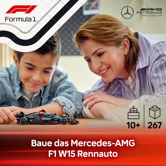 LEGO Speed Champions Mercedes-AMG F1 W15 Rennauto - Spielzeug mit Formel 1 Minifigur - Modell Auto zum Sammeln und Bauen - Geschenk für Jungen & Mädchen ab 10 Jahren oder Erwachsene Fans 77244
