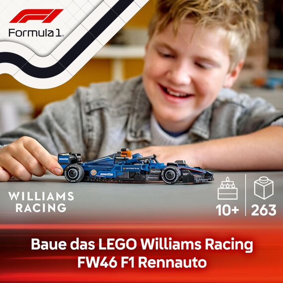 LEGO Speed Champions Williams Racing FW46 F1 Rennauto - Spielzeug mit Formel 1 Minifigur zum Sammeln - Geschenk für Jungen & Mädchen ab 10 Jahren und Erwachsene Motorsport Fans 77249