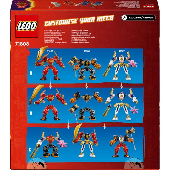 LEGO NINJAGO Kais Feuermech, Actionfiguren-Spielzeug für Kinder mit roter Mech-Figur zum Umgestalten, Ninja-Set mit 4 Figuren inkl. Kai und Zane, Geschenk für 7-jährige Jungs und Mädchen 71808