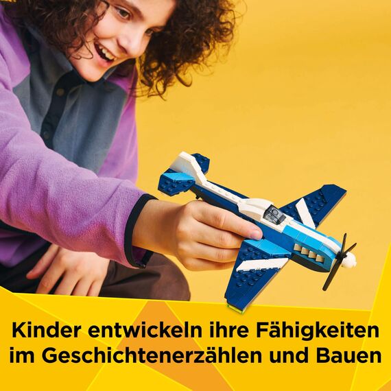 LEGO Creator 3in1 Flieger: Rennflugzeug Spielzeug - Umbaubar in Jet oder Hubschrauber Modell - Fahrzeug Bauset für Jungen und Mädchen ab 7 Jahren - Geschenkidee zum Geburtstag 31160