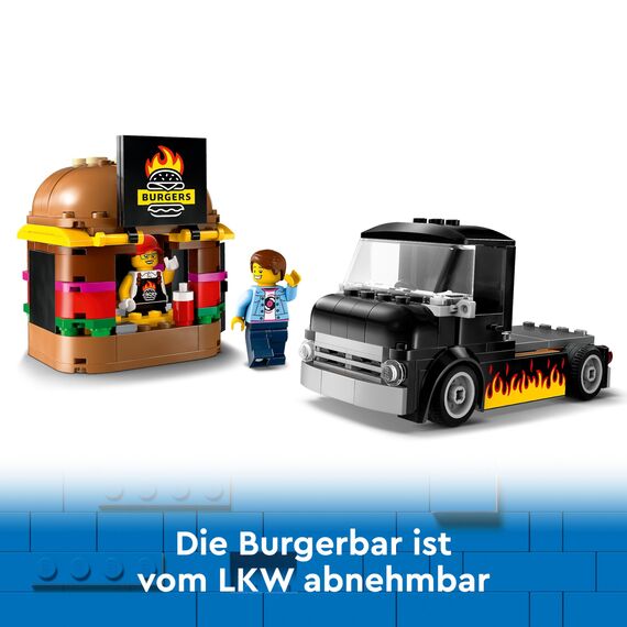 LEGO City Burger Van, Food Truck Toy for 5 Plus Year Old Boys & Girls, Vehicle Building Toys, Kitchen Playset with Vendor Minifigure and Accessories, Imaginative Play Gifts for Kids 60404
