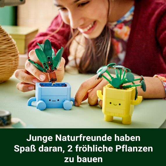 LEGO Botanicals Fröhliche Pflanzen - Spielzeug für Kinder mit 2 Kunstpflanzen, 2 bunten Blumentöpfen & austauschbaren Cartoon-Gesichtern - Geschenkidee für Mädchen ab 9 Jahren - 10349