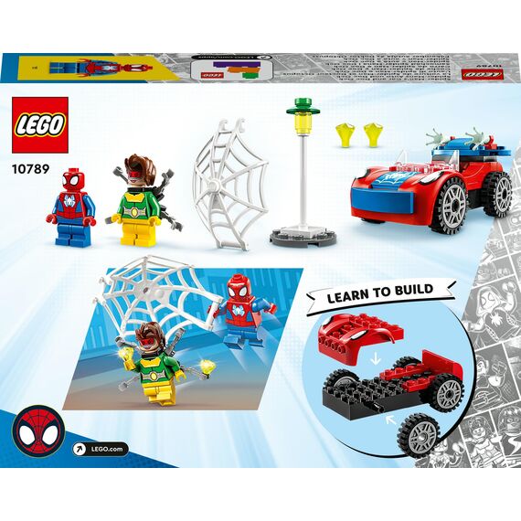 LEGO 10789 Marvel Spider-Mans Auto und Doc Ock Set, Spidey und Seine Super-Freunde, baubares Spielzeug für Jungen und Mädchen ab 4 Jahren, mit im Dunkeln leuchtenden Teilen