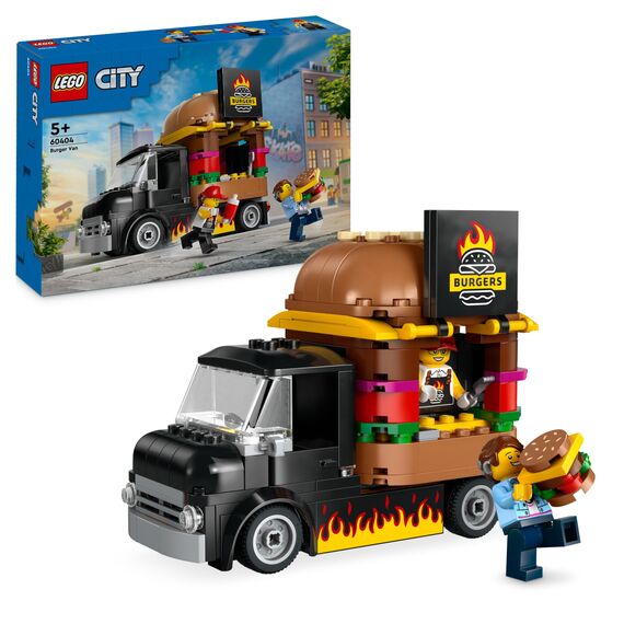 LEGO City Burger Van, Food Truck Toy for 5 Plus Year Old Boys & Girls, Vehicle Building Toys, Kitchen Playset with Vendor Minifigure and Accessories, Imaginative Play Gifts for Kids 60404