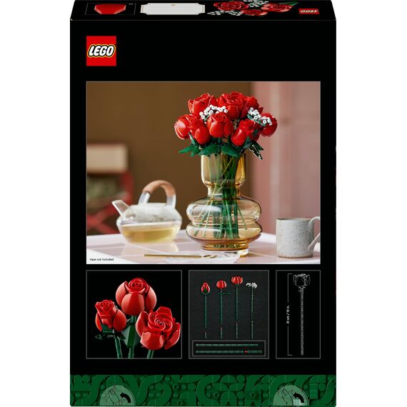 LEGO Botanicals Rosenstrauß - Set aus Kunstblumen für Erwachsene - mit 12 künstlichen Rosen & 4 Zweigen Schleierkraut - DIY Deko zum Bauen - Geschenkidee zum Muttertag - 10328